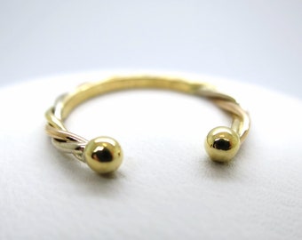 Size 6.5 CARTIER Trinity Ring Vintage model Twist 3-Gold Band with Original Red Box + Paperwork Stackable Minimalist Jewelry Yellow Gold