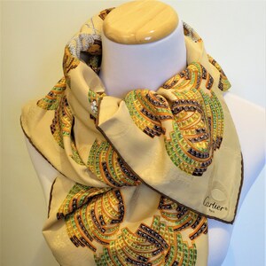 CARTIER SCARF, "Les Flamants" Motif, 100% Silk, Made in Italy, Cartier Tag & Red Box, Cartier Foulard Soie, Vintage Scarf, Luxury Scarves image 2