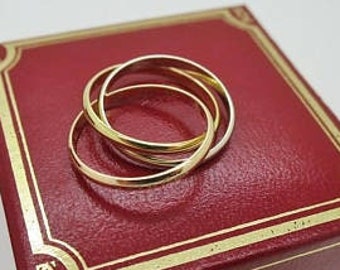AUTHENTIC CARTIER Size 50 (5US) XS Trinity Ring in 18kt 3-Gold with Cartier Box & Certificate of Authenticity