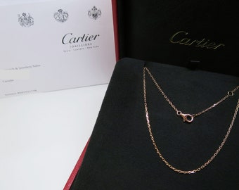 AUTHENTIC CARTIER CHAIN in 18kt Rose Gold with Adjustable 18 Inch Length includes Cartier Red Box and Serial Number