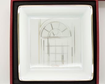 AUTHENTIC CARTIER Mini Tray with Rue de la Paix Platinum Finish Motif and Original Cartier Box