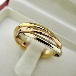 CARTIER XS Trinity Ring, 56 (7.5US), 18kt 3-Gold, Cartier Box & Certificate, Rings for Women, Stackable Rings, Bands For Men, Wedding Band image 3