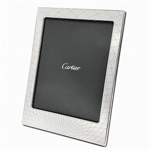 CARTIER PHOTO FRAME crafted in High Polished Sterling Silver with Elegant Wood a Cartier Home Decor Wedding Picture Frame Home and Office