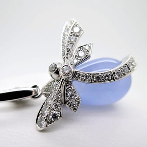 CARTIER PENDANT & CHAIN, "Dragonfly" Limited Edition of 60, 18kt w Lavender Blue Calcedony + Diamonds, Cartier Red Box, Cartier Paperwork image 3