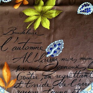 CARTIER SCARF, "L'Automne" Model, 100% Silk, Made in France, with Tag & Box, Cartier Foulard Soie, Vintage Scarf image 2