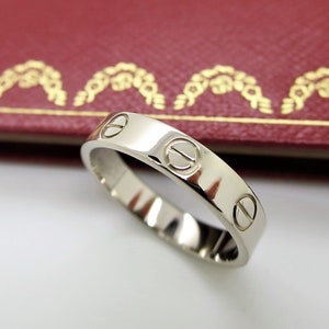 CARTIER LOVE Band, Size 49 (5 US), 18kt White Gold, Cartier Love Ring, Cartier B4085100, Cartier B4085149, Gifts for Her, Wedding Ring image 1