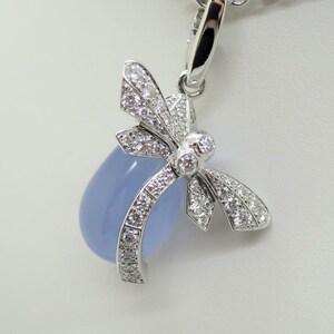 CARTIER PENDANT & CHAIN, "Dragonfly" Limited Edition of 60, 18kt w Lavender Blue Calcedony + Diamonds, Cartier Red Box, Cartier Paperwork image 8