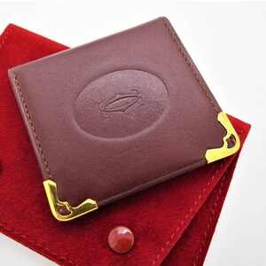 CARTIER PICTURE HOLDER in Classic Burgundy with Gilt Detail Includes Cartier Pouch and Box