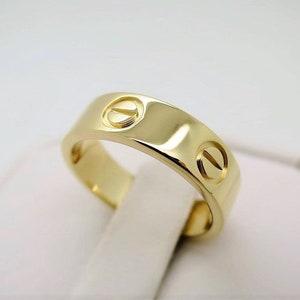 CARTIER LOVE Ring, Size 49 (4.75 US), 18kt Yellow Gold with Cartier Box & Certificate, Cartier B4084600, Cartier B4084649, Wide Band image 8