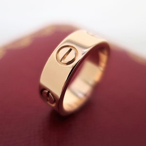 CARTIER LOVE Ring, Size 48 (4.5 US), 18kt Rose Gold w Cartier Box & Certificate, Cartier B4084800, Cartier B4084848, Pink Gold Ring image 6