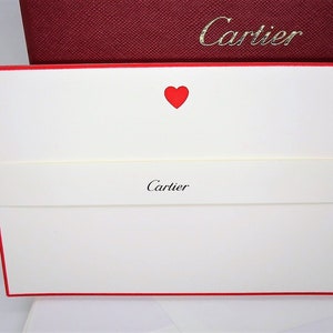 CARTIER STATIONERY, "Ruby Heart" Motif, Set of 9 w Envelopes & Box, Cartier Note Cards, Cartier Writing Paper, Luxury Paper, Fine Stationery image 2
