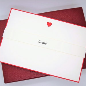 CARTIER STATIONERY, "Ruby Heart" Motif, Set of 9 w Envelopes & Box, Cartier Note Cards, Cartier Writing Paper, Luxury Paper, Fine Stationery image 3