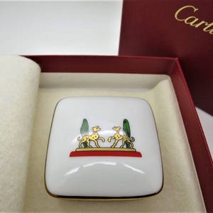 CARTIER PORCELAIN BOX, "Maison de Louis Cartier" Motif w 24kt Trim, Ring Dish for Vanity or Bedside, Cartier Box, Limoges, Cartier Jewelry image 5