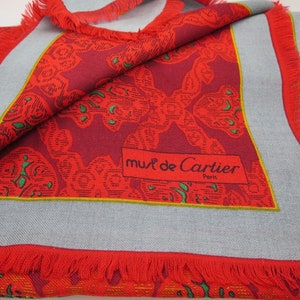 CARTIER SHAWL, "Royal Warrant" Pattern, Wool with Silk Blend, Made in Italy, Gifts for Women, Red Accessories, Scarves & Wraps, Evening Wrap image 8