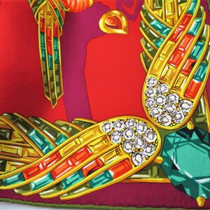 CARTIER SCARF, "Jeweled Menagerie" Motif, 100% Silk w Cartier Tag, Made in France, Cartier Foulard Soie, Vintage Cartier, Cartier Panther image 6