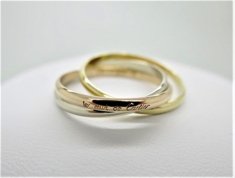 CARTIER XS Trinity Ring, 49 (4.75 to 5US), 18kt 3-Gold, Cartier Box & Certificate, Rings for Women, Stackable Rings, Bands, Gifts for Her image 2