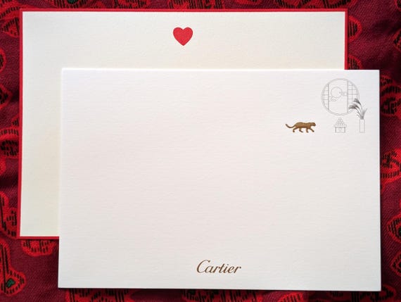 Cartier Note Cards, Set of 12 Heart and Panther Design Refill Set