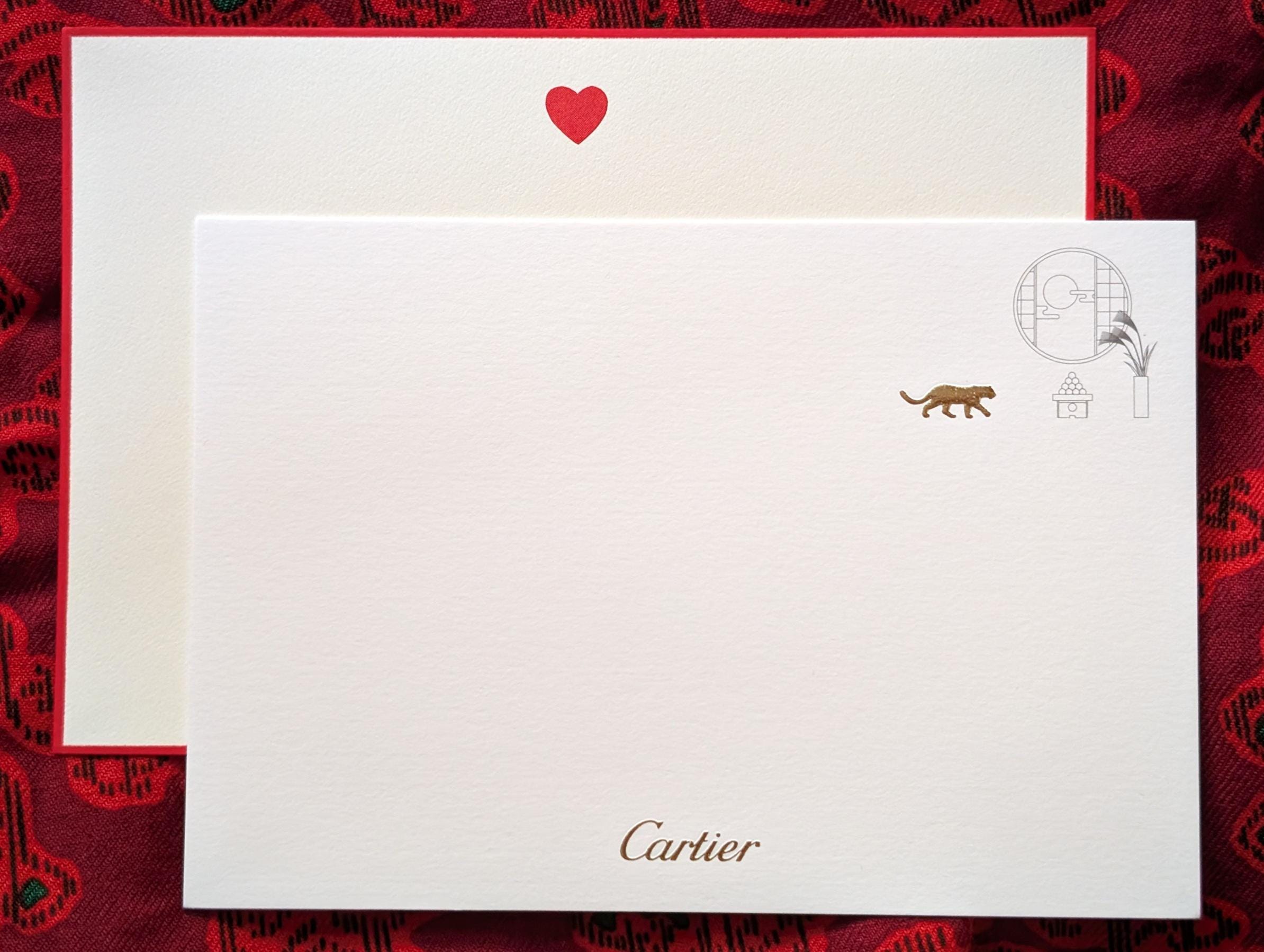 Cartier Note Cards, Set of 12 Heart and Panther Design Refill Set
