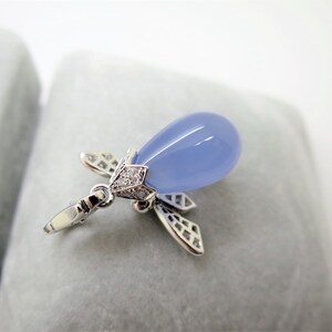 CARTIER PENDANT & CHAIN, "Dragonfly" Limited Edition of 60, 18kt w Lavender Blue Calcedony + Diamonds, Cartier Red Box, Cartier Paperwork image 7