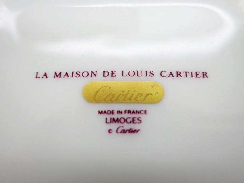 CARTIER PORCELAIN BOX, "Maison de Louis Cartier" Motif w 24kt Trim, Ring Dish for Vanity or Bedside, Cartier Box, Limoges, Cartier Jewelry image 4