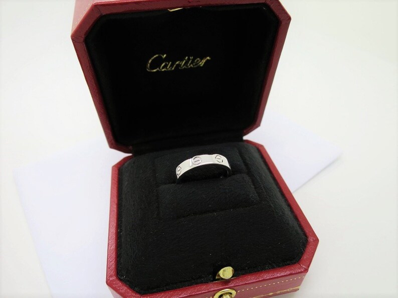 CARTIER LOVE Band, Size 48 (4.75 US), 18kt White Gold, Love Ring, Cartier B4085100, B4085148, Wedding Ring, Stacking Rings, Anniversary Ring