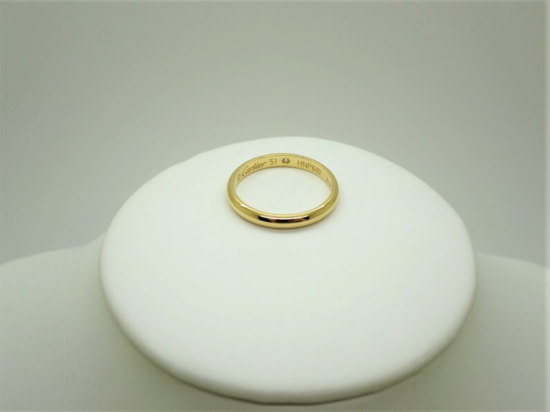 CARTIER WEDDING Ring, Size 51 (5.75 US) 2.5mm Yellow Gold & Diamond Band, Cartier B4057700, Cartier 1895 Ring w Certificate, Stackable Rings 画像 8
