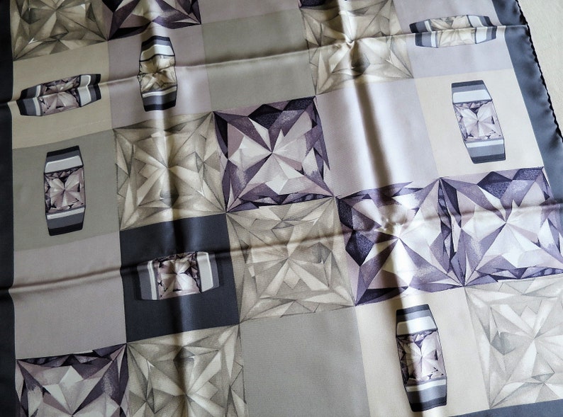 CARTIER SCARF, "Tank Ring" Motif, 100% Silk with Tag, Made in Italy, Vintage Scarf image 3