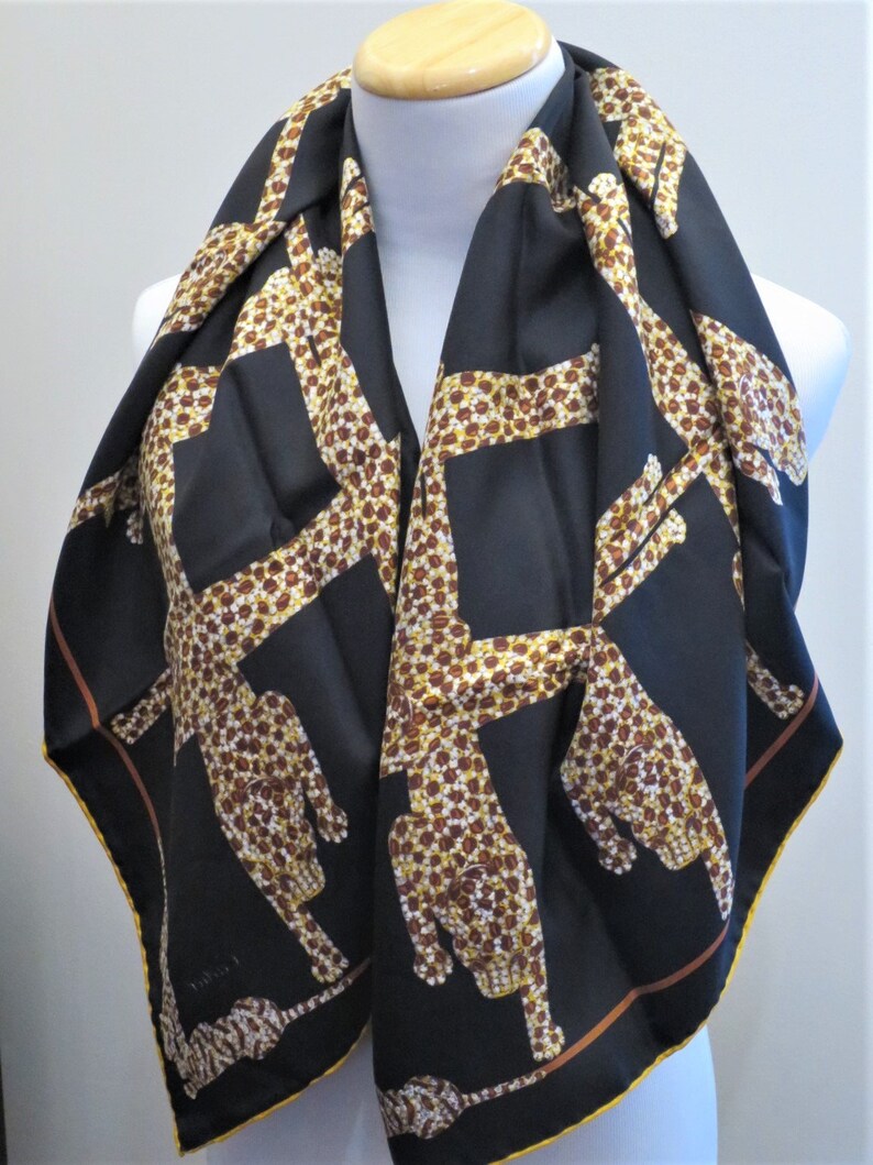 CARTIER SCARF, "Pantheres" Weave, 100% Silk, Includes Cartier Tag & Box, Made in France, Cartier Foulard Soie, Vintage Scarf, Luxury Scarves image 8
