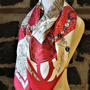 CARTIER SCARF, "13 rue de la Paix" Edition, 100% Silk Twill, Cartier Tag & Red Box, Cartier Foulard Soie, Vintage Scarf, Red Accessories image 7
