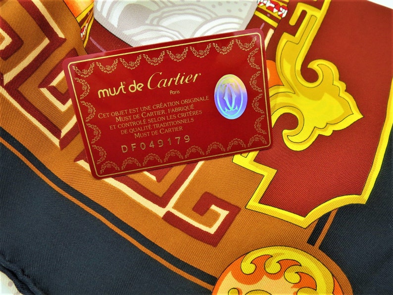 CARTIER SCARF, "Le Baiser du Dragon" Edition, 100% Silk, Includes Cartier Tag & Certificate, Cartier Red Box, Foulard Soie, Vintage Scarves image 7