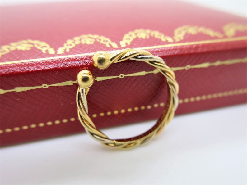 CARTIER TWIST Ring, Size 50 (5.5 US), Trinity Ring with Cartier Box & Certificate, 18kt Yellow, White + Rose Gold, Stackable Ring, Midi-Ring image 1