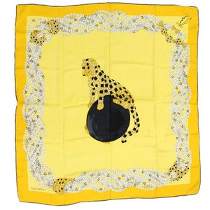 VINTAGE CARTIER SILK SCARF IN PANTHERE ROYALE YELLOW