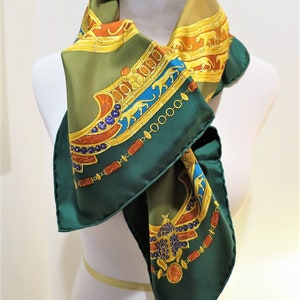 CARTIER SCARF, "L'Égypte" Edition, 100% Silk, Includes Cartier Tag, Box & Certificate, Made in France, Cartier Foulard Soie, Vintage Scarf image 5