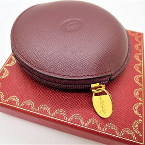 CARTIER COIN PURSE in Bordeaux Cowhide with Zipper includes Cartier Red Box and Certificate