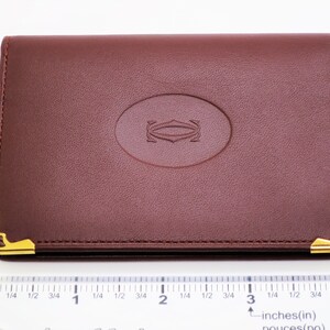 CARTIER 3-FOLD WALLET, Burgundy Cowhide w Golden Appoints & Cartier Box, Credit Card Wallet, Leather Goods, Wallets, Handbags, Small Wallet