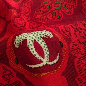 CARTIER SHAWL, "Royal Warrant" Pattern, Wool with Silk Blend, Made in Italy, Gifts for Women, Red Accessories, Scarves & Wraps, Evening Wrap image 4