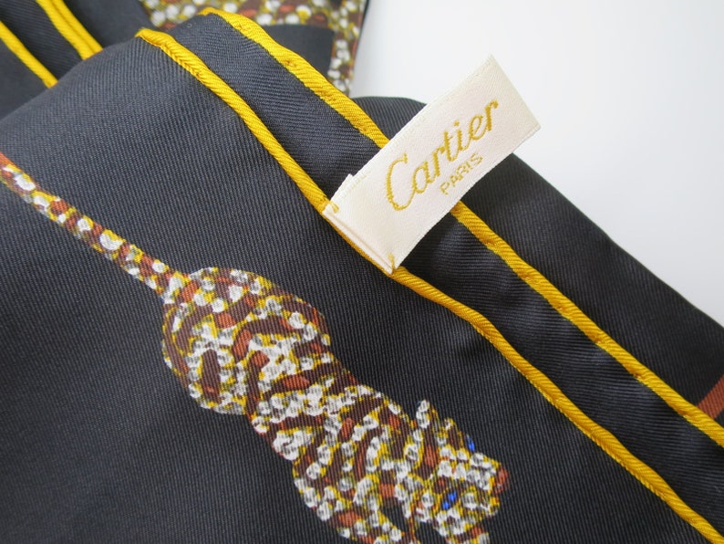 CARTIER SCARF, "Pantheres" Weave, 100% Silk, Includes Cartier Tag & Box, Made in France, Cartier Foulard Soie, Vintage Scarf, Luxury Scarves image 2