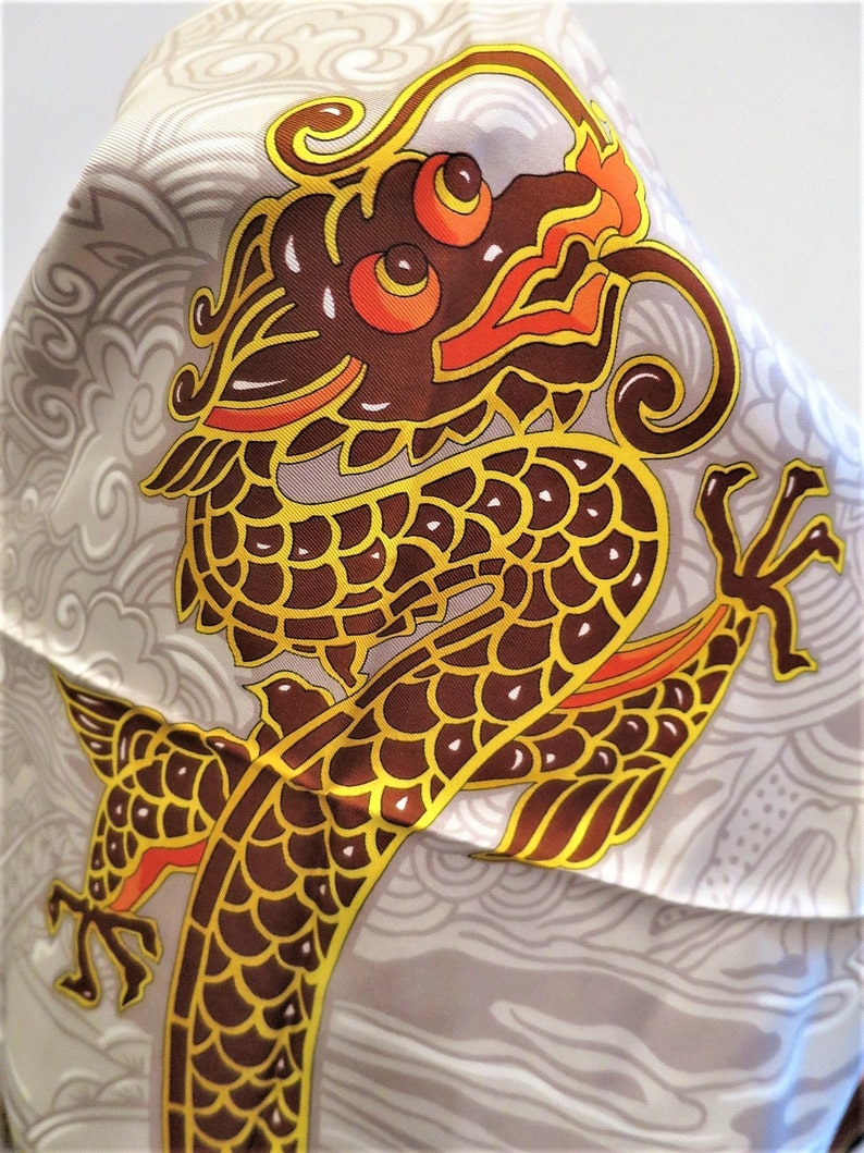 CARTIER SCARF, "Le Baiser du Dragon" Edition, 100% Silk, Includes Cartier Tag & Certificate, Cartier Red Box, Foulard Soie, Vintage Scarves image 5