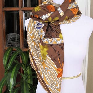 CARTIER SCARF, "L'Automne" Model, 100% Silk, Made in France, with Tag & Box, Cartier Foulard Soie, Vintage Scarf image 4