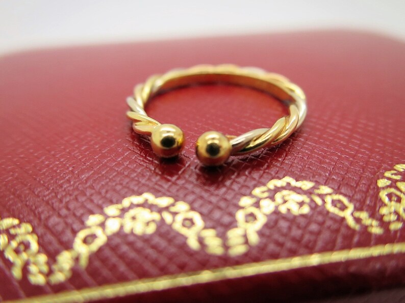 CARTIER TWIST Ring, Size 50 (5.5 US), Trinity Ring with Cartier Box & Certificate, 18kt Yellow, White + Rose Gold, Stackable Ring, Midi-Ring image 7