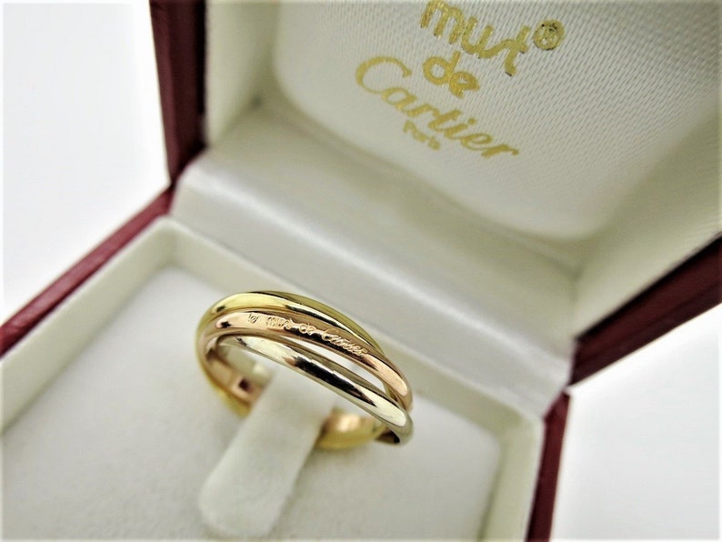 CARTIER XS Trinity Ring, 56 (7.5US), 18kt 3-Gold, Cartier Box & Certificate, Rings for Women, Stackable Rings, Bands For Men, Wedding Band image 3