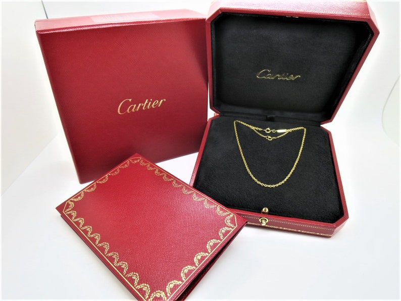CARTIER CHAIN, 18kt Yellow Gold, 16 Inches Long, Secure Mid-Weight Gauge for Pendants, Cartier Box & Certificate, Cartier Necklace image 2