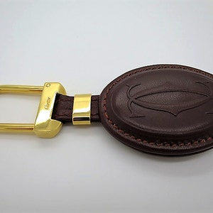 CARTIER KEY CHAIN, Burgundy Cowhide w Golden Appointments & Cartier Box, Cartier Key Fob, Leather Goods, Wallets, Handbags, Must de Cartier image 2