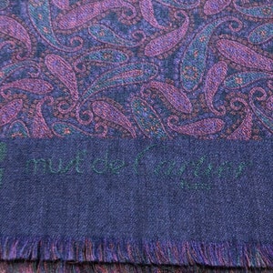 CARTIER SHAWL, "Paisley" Pattern, Wool with Silk Blend, Made in Italy, Gifts for Women, Gifts for Her, Scarves & Wraps, Blue Accessories image 5
