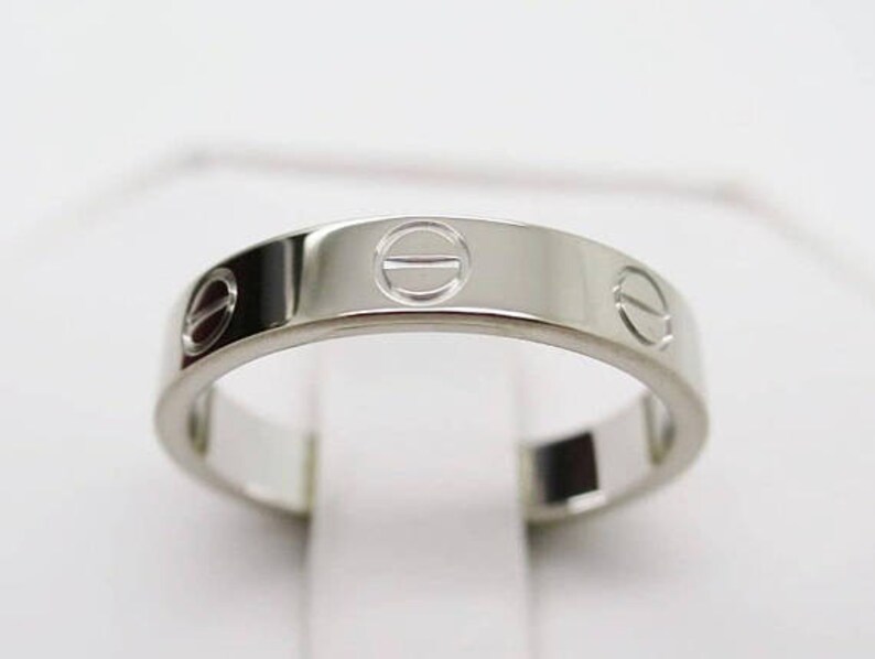 CARTIER LOVE Band, Size 49 (5 US), 18kt White Gold, Cartier Love Ring, Cartier B4085100, Cartier B4085149, Gifts for Her, Wedding Ring image 2