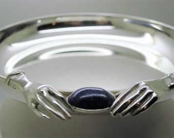 AUTHENTIC CARTIER MIRRORED Tray Vintage Objet d'Art in Silver with Lapis Lazuli Circa 1970's a Beautiful Silver Dish