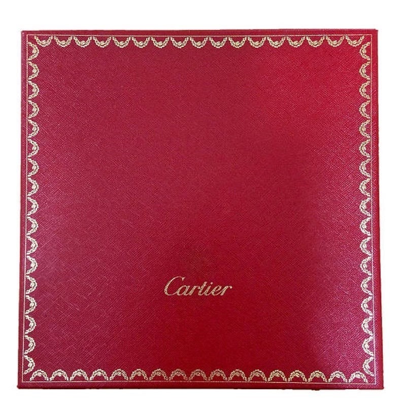 CARTIER SCARF or POUF, "La Panthère Rubis", 100% Silk Twill, Cartier Tag & Box, Made in Italy, Ruby Red, Panther Print, Foulard Soie image 7