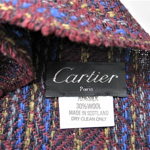 CARTIER MUFFLER, Scarf for Men, Silk with Wool Blend, Cartier Tag, Made in Scotland, Gifts for Him, Gifts for Men image 3
