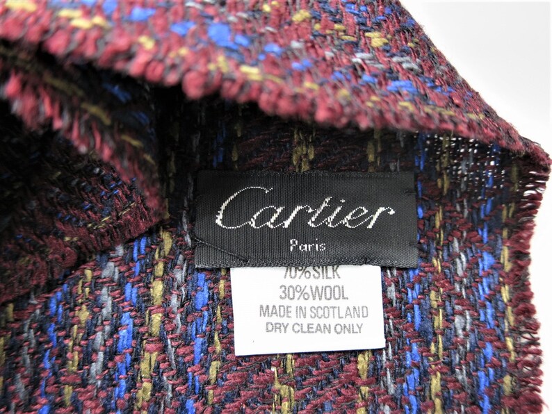 CARTIER MUFFLER, Scarf for Men, Silk with Wool Blend, Cartier Tag, Made in Scotland, Gifts for Him, Gifts for Men image 3