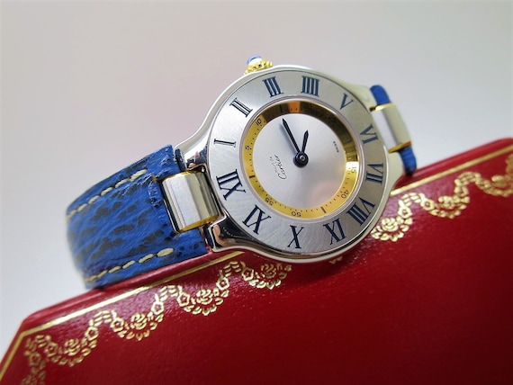 Buy CARTIER WATCH MUST 21 the 150th Anniversary Edition in Steel on Leather Strap With Quartz Movement and Deployant Clasp Comes in Original Box Online in India Etsy